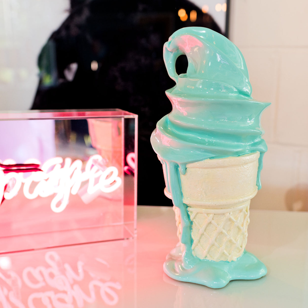 Whipped Dream Mint Ice Cream Cone Sculpture - Large