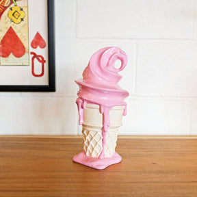 Whipped Dream Strawberry Ice Cream Cone Sculpture - Large – Sculpture by Febland