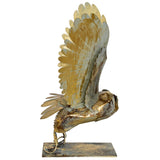 Metal Owl in Flight Sculpture - Side