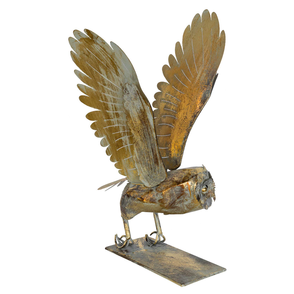Metal Owl in Flight Sculpture