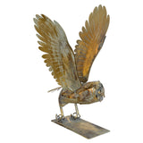 Metal Owl in Flight Sculpture