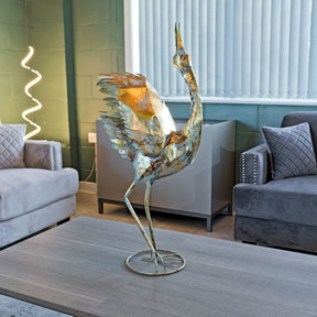 Metal Crane Bird Sculpture – Animal Sculpture by Febland