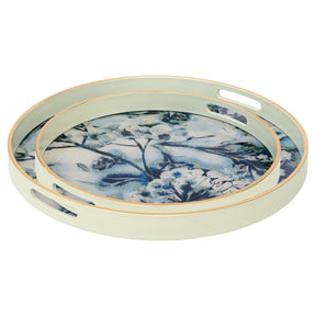 White Flower Circular Serving Tray Set – Serving Tray by Febland