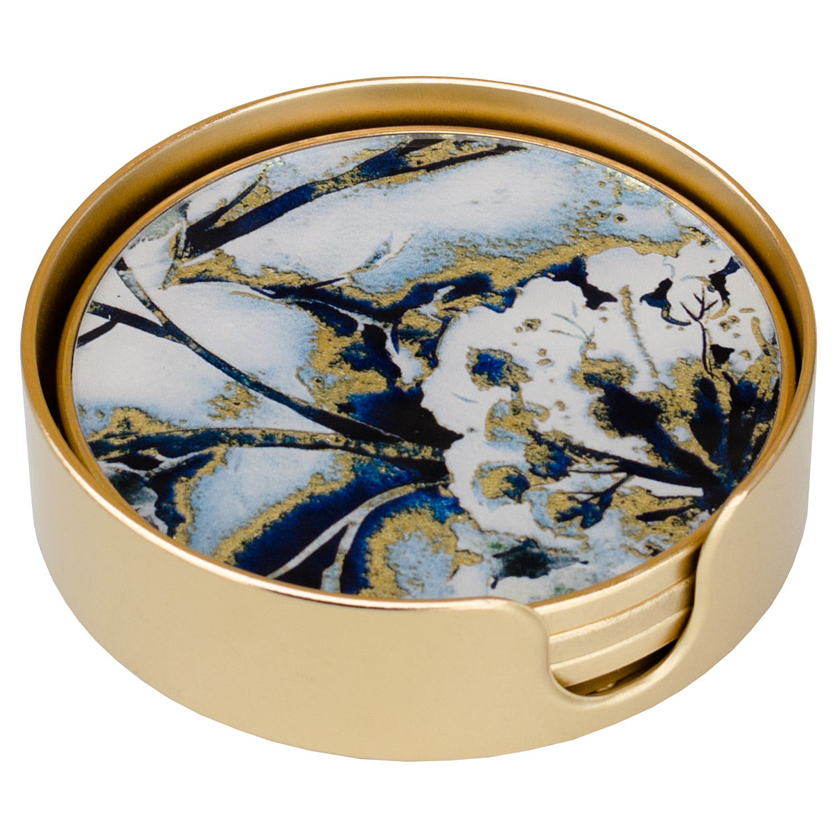 White Flower Circle Coasters Set of 4