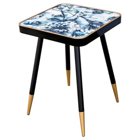 Black and Gold Side Table - White Flower Design – Side Table by Febland