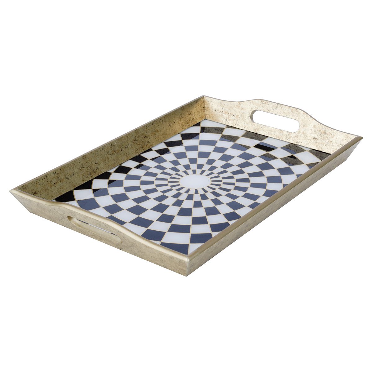 Checkers Rectangular Antique Large Serving Tray