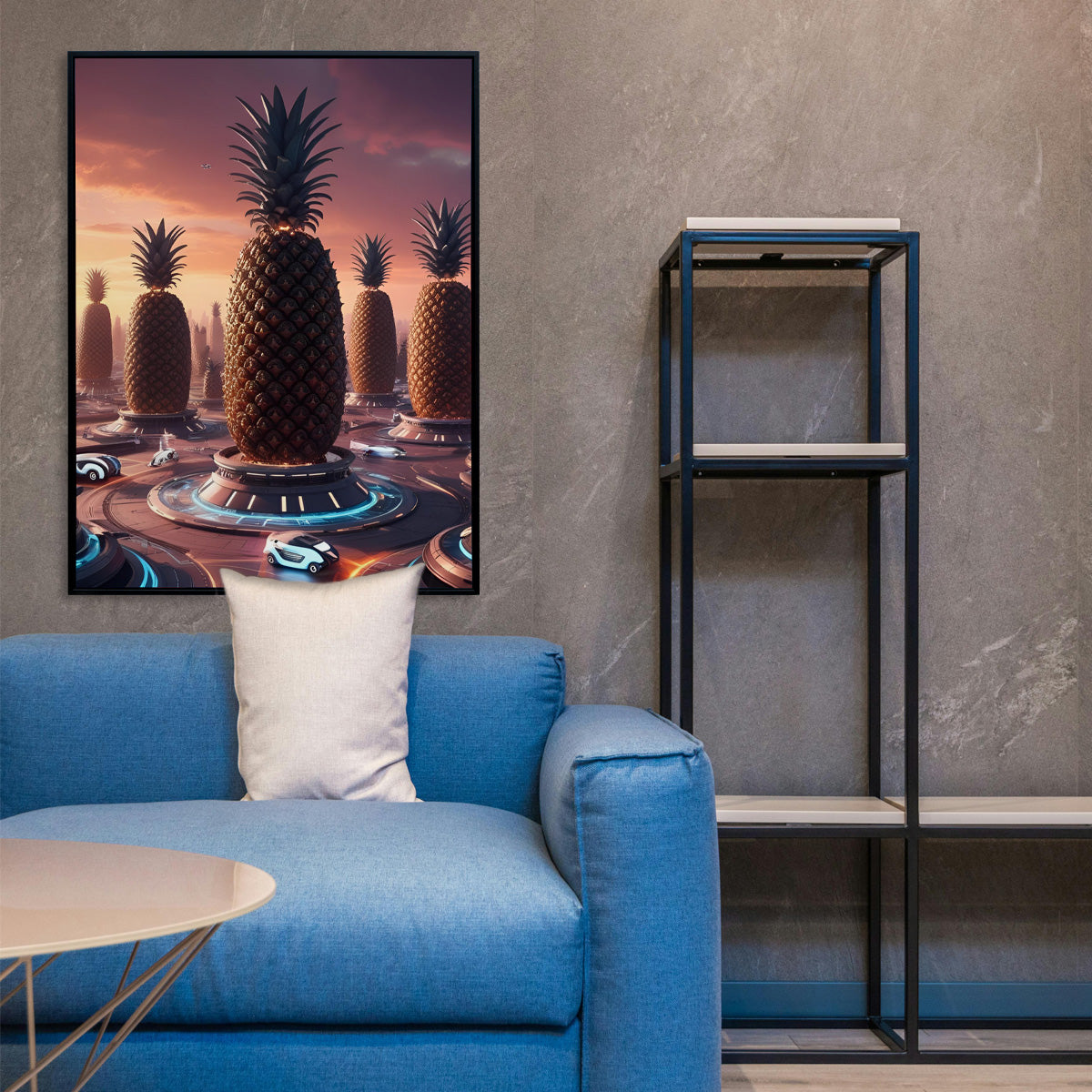 Neo-Pineapolis – Framed Wall Art (113cm x 85cm)