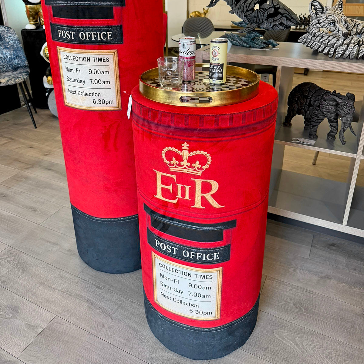 Large British Red Velvet Pillar Box