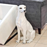 White Porcelain Greyhound Dog Statue - Boxer Ceramiche