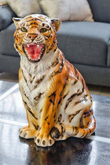 Roaring Tiger Cub Statue - Boxer Ceramiche