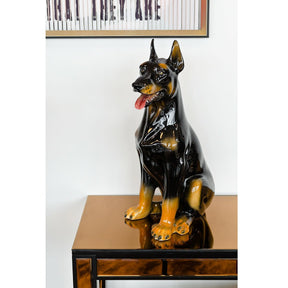 Doberman Dog Small Statue - Boxer Ceramiche – Animal Sculpture by Febland