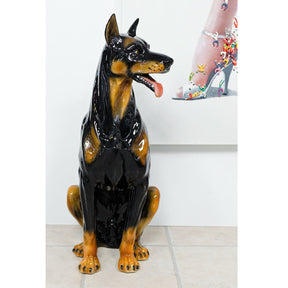 Doberman Dog Statue - Boxer Ceramiche – Animal Sculpture by Febland