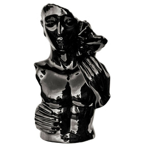 Gloss Ebony Ceramic Lovers Torso – Sculpture by Febland