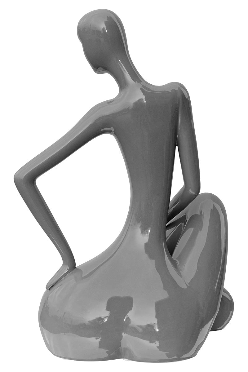 Grey Ceramic Lady Figurine