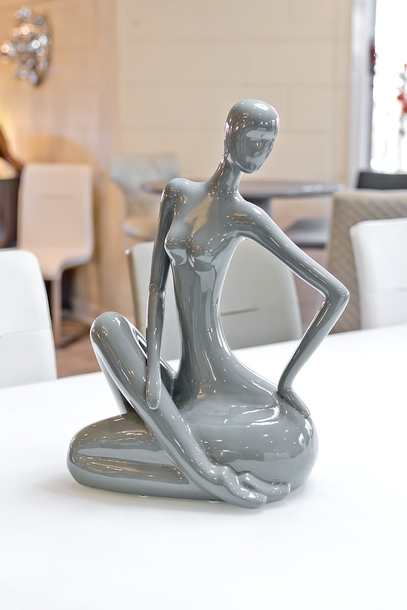 Grey Ceramic Lady Figurine