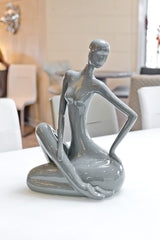 Grey Ceramic Lady Figurine