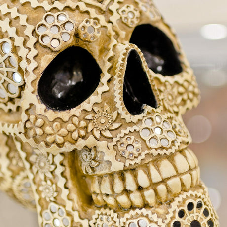Calavera Natural Sugar Skull Ornament Close Up