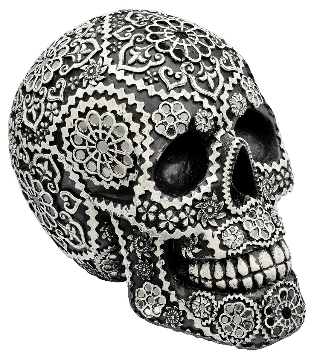 Calavera Black and White Sugar Skull Ornament