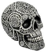 Calavera Black and White Sugar Skull Ornament