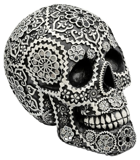 Calavera Black and White Sugar Skull Ornament