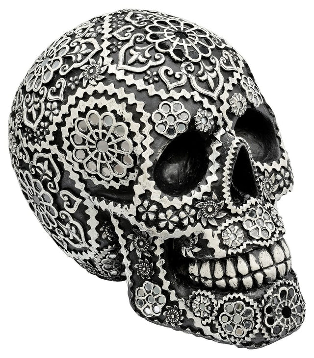 Calavera Black and White Sugar Skull Ornament