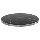 Marble Effect Ceramic Table Top with Silver Edge