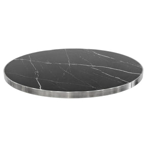 Marble Effect Ceramic Table Top with Silver Edge – Table Top by Febland