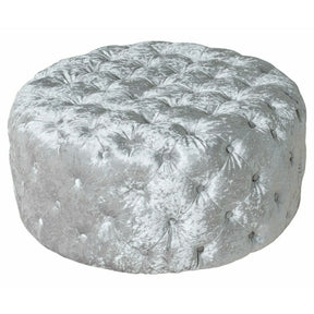 Silver Crush Round Fabric Pouffe – Pouffe by Febland