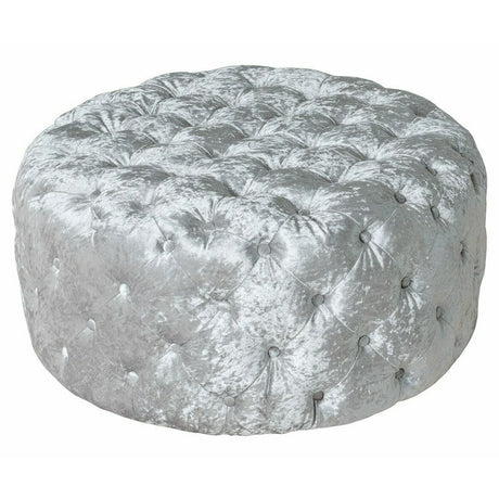 Silver Crush Round Fabric Pouffe
