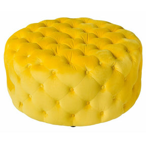Yellow Round Fabric Pouffe – Pouffe by Febland