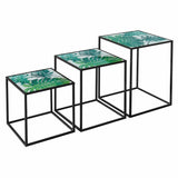 Tropical Green Leaf Nest of 3 Tables