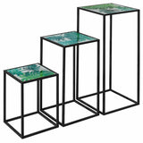 Tropical Green Leaf Nest of 3 Tall Tables