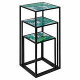 Tropical Green Leaf Nest of 3 Tall Tables
