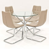 Menson Beige Criss-Cross Dining Set