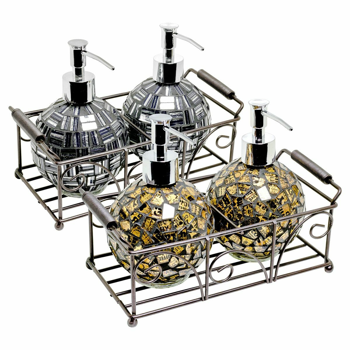 Mosaic Glass Round Soap Dispensers (Set of 2)