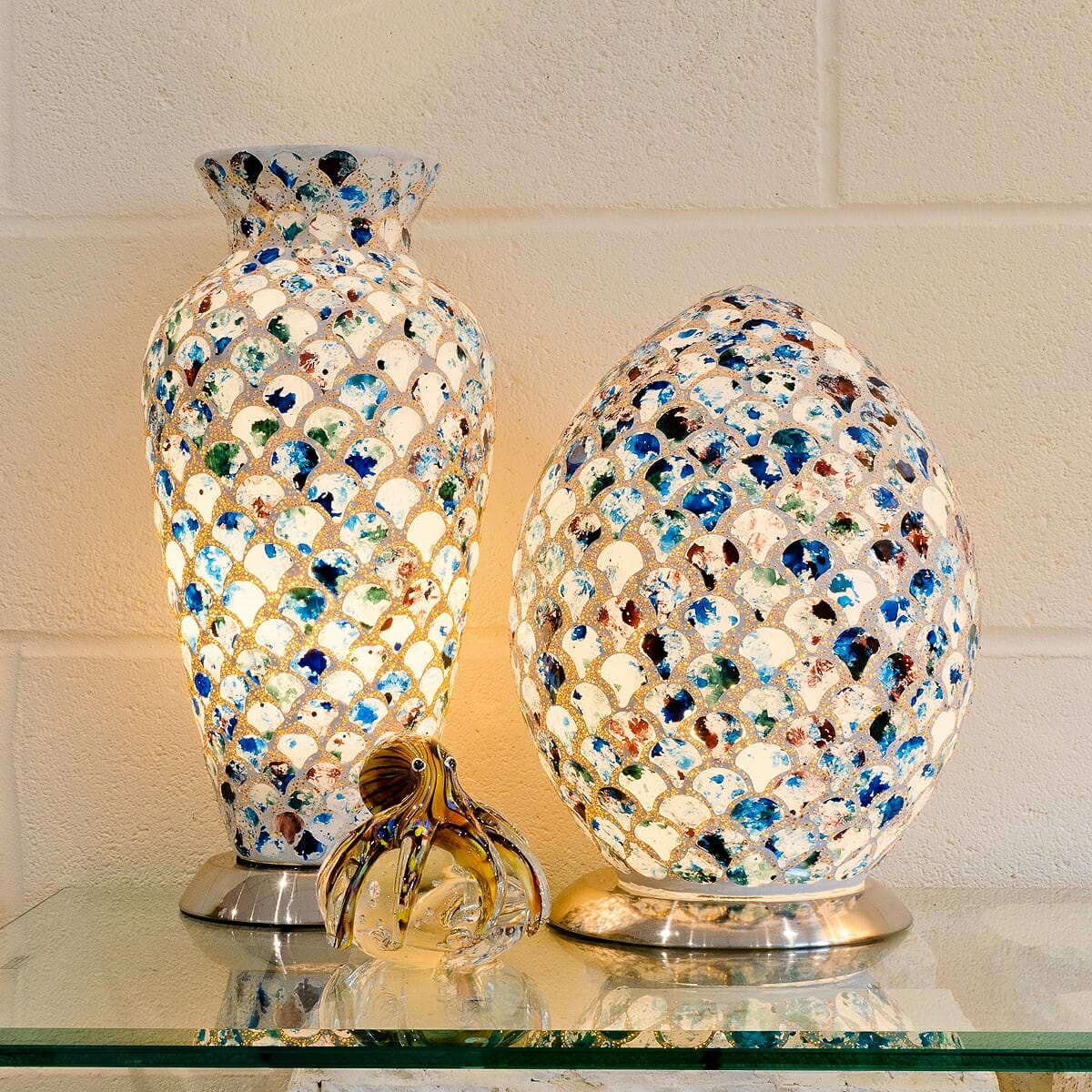 Blue Tile Mosaic Vase Lamp