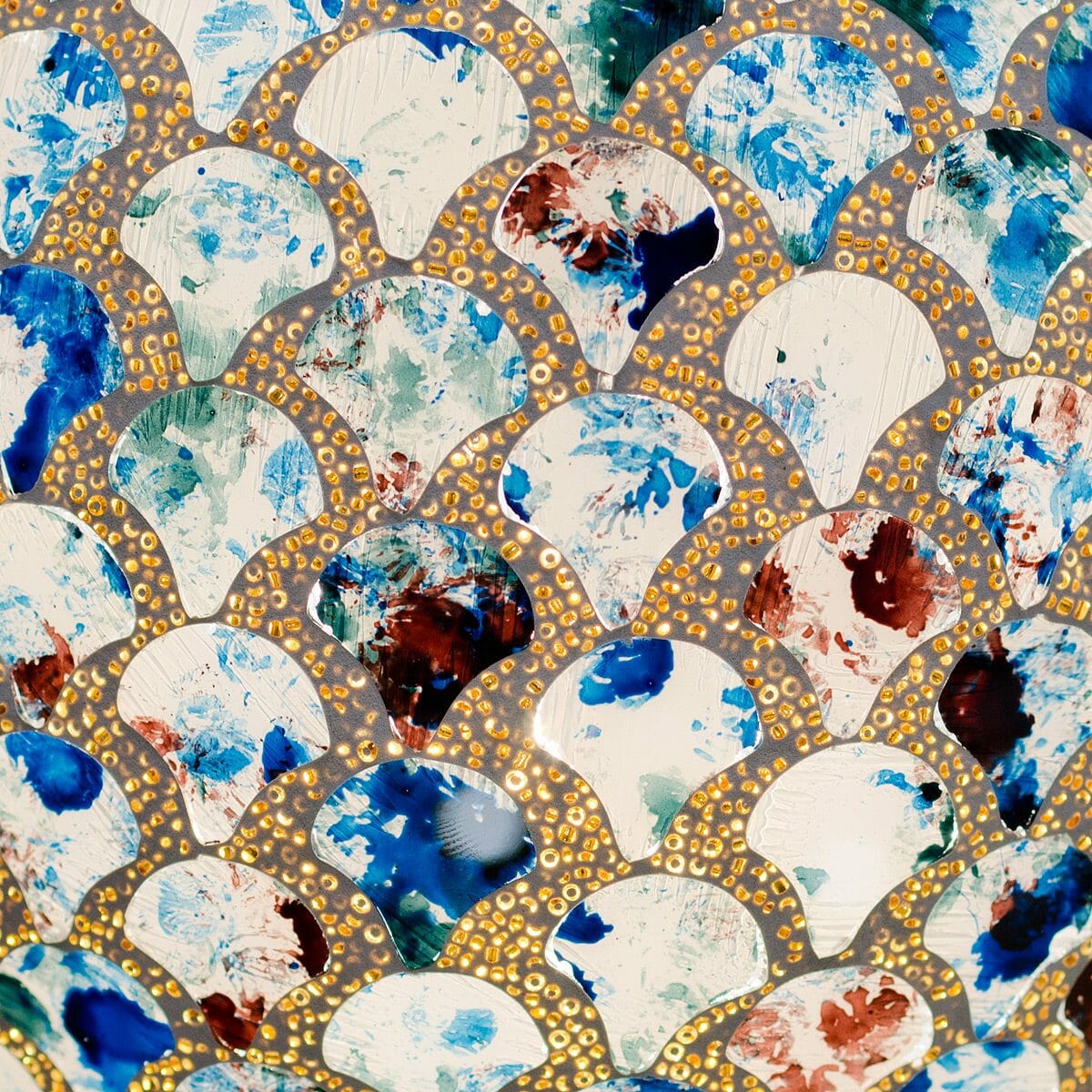 Blue Tile Mosaic Vase Lamp