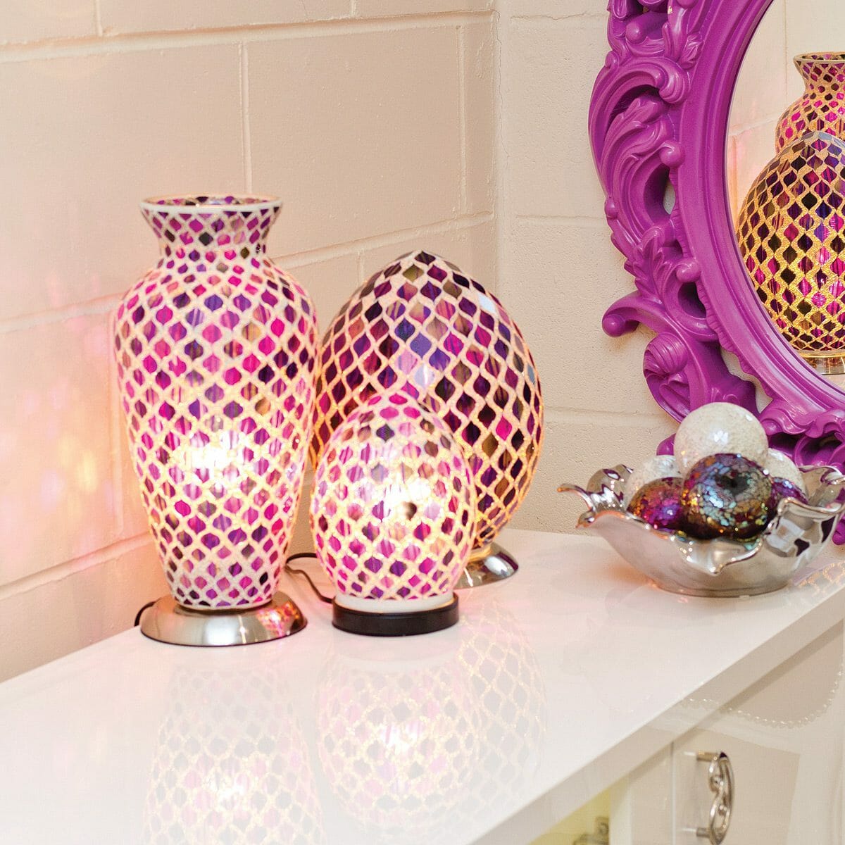 Purple Tile Mosaic Egg Lamp