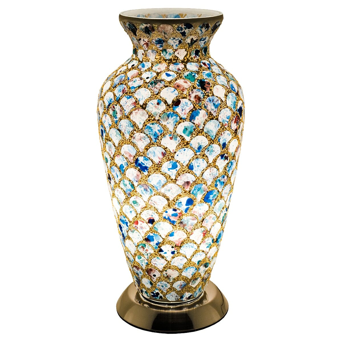 Blue Tile Mosaic Vase Lamp