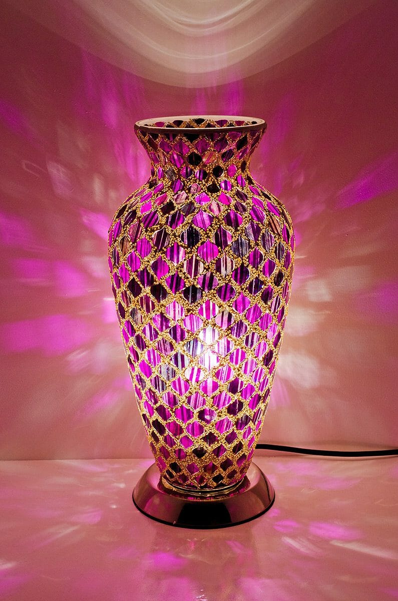 Purple Tile Mosaic Vase Lamp