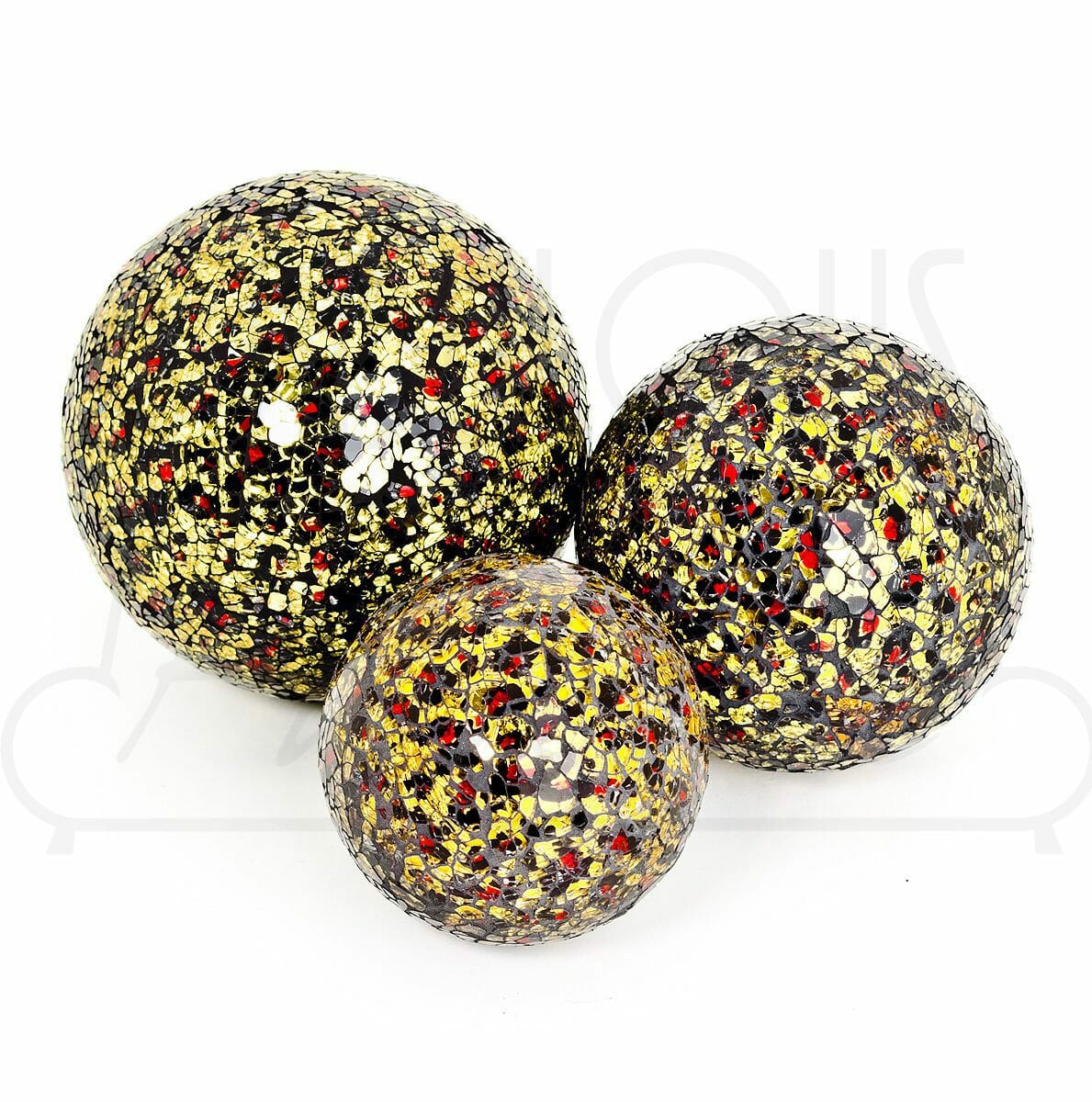 Mosaic Glass Ball - Yellow and Red