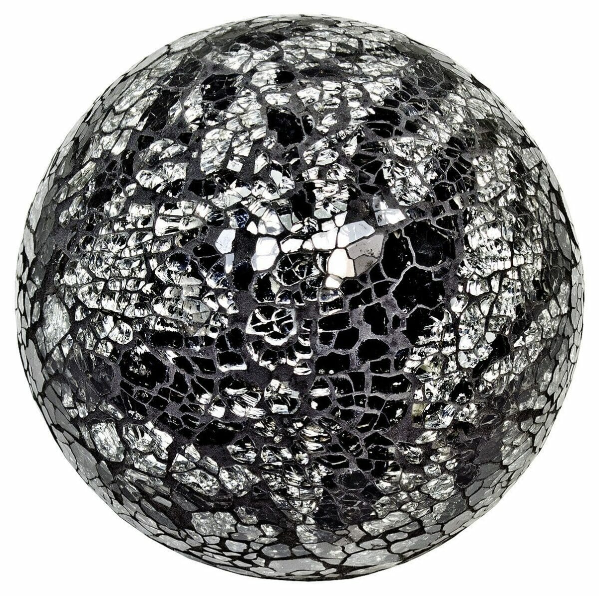 Mosaic Glass Ball - Silver & Black
