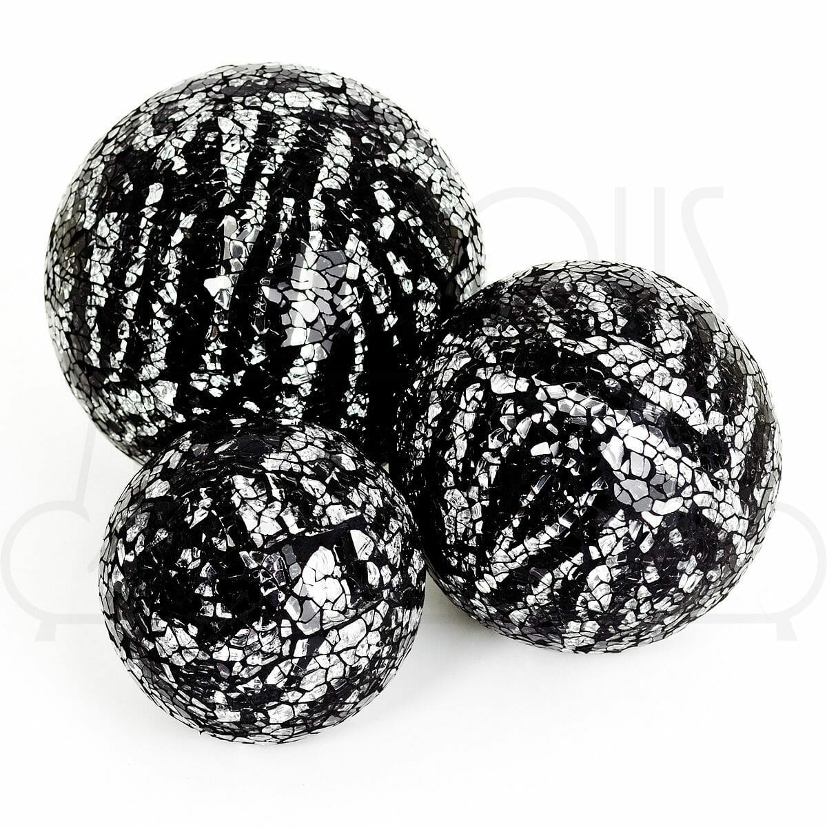 Mosaic Glass Ball - Silver & Black