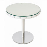 Upholstered 70cm Glass Top Table