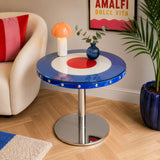 Upholstered 70cm Glass Top Table