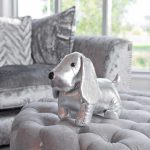 Silver Doggy Door Stop in our Furniture Showroom