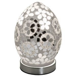Mini Mosaic Glass Egg Lamp - Mirrored Flower