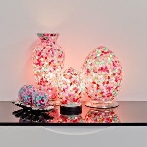 Mosaic Glass Lamps - Pink Together - Turned On