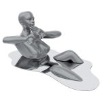 Bathing Lady Sculpture - Grey - Front View