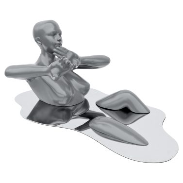 Bathing Lady Sculpture - Grey - Front View
